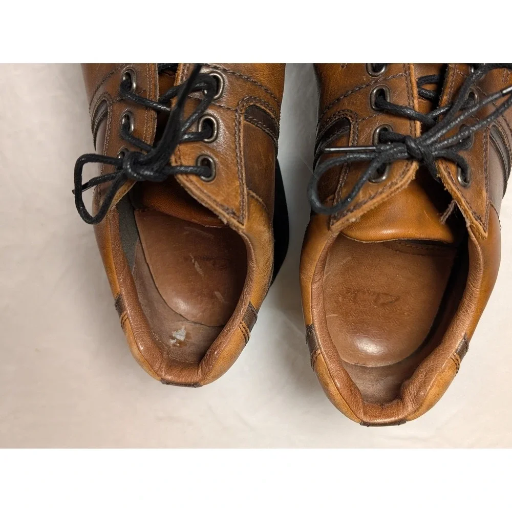 Vintage 02/06 Clarks Mens Brown Leather Square Toe Lace Up Dress Shoes Size 9.5M